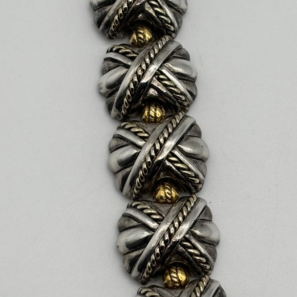 Vintage Premier Designs Silver Plated Gold Plated Chunky X Links Bracelet Marked - Picture 7 of 16